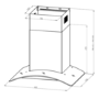 electriQ 60cm Curved Glass White Push Button Chimney Cooker Hood  -  5 Year warranty