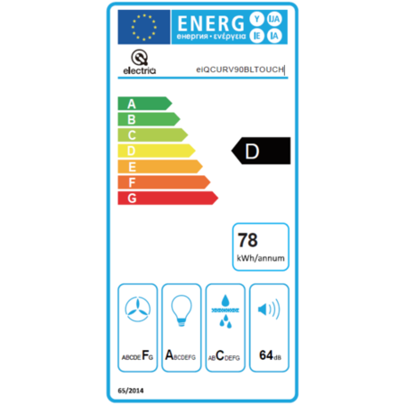 GRADE A2 - electriQ 90cm Satin Black Curved Glass Touch Control Chimney Cooker Hood  -  5 Years warranty