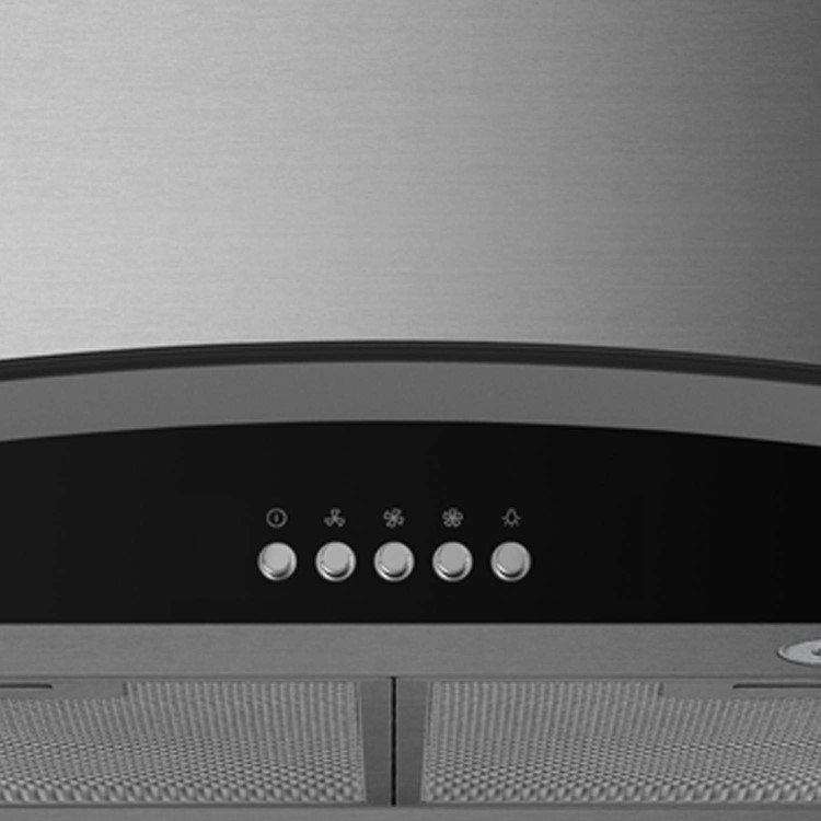 GRADE A2 - electriQ 90cm Stainless Steel Curved Glass Chimney Cooker Hood 