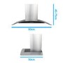 electriQ 90cm Curved Glass Chimney Cooker Hood - Black and Stainless Steel