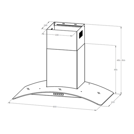 electriQ 90cm White Curved Glass Push Button Control Chimney Cooker Hood  - 5 Years warranty