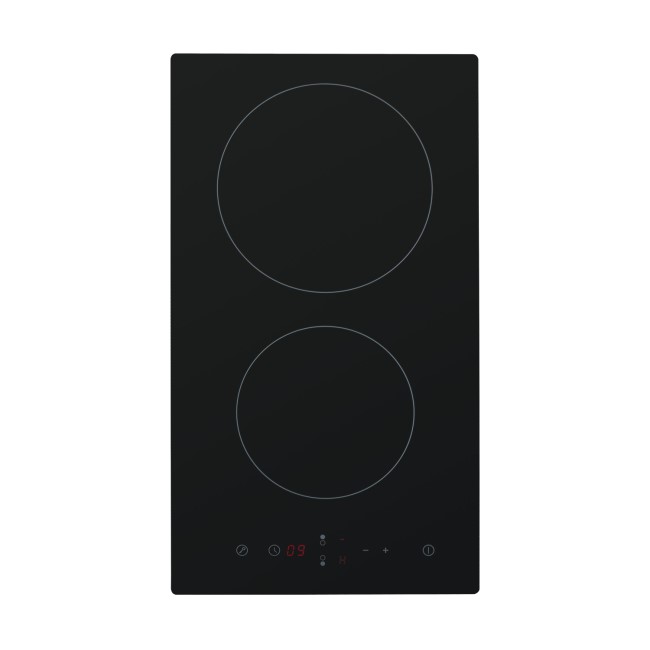 electriQ 30cm Domino Touch Control Two Zone Ceramic Hob in Black - Plug in and go!