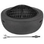 electriQ Round Stone Wood or Charcoal Burning BBQ Fire Pit - Dark Grey