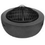 electriQ Round Stone Wood or Charcoal Burning BBQ Fire Pit - Dark Grey