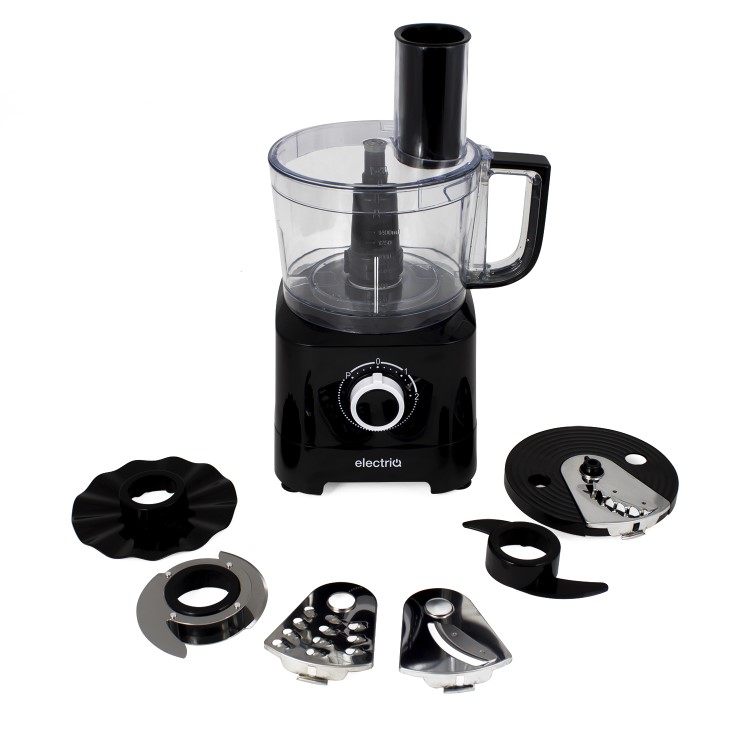 electriQ 6-in-1 700W Multifunctional Compact Food Processor - Stainless Steel & Black