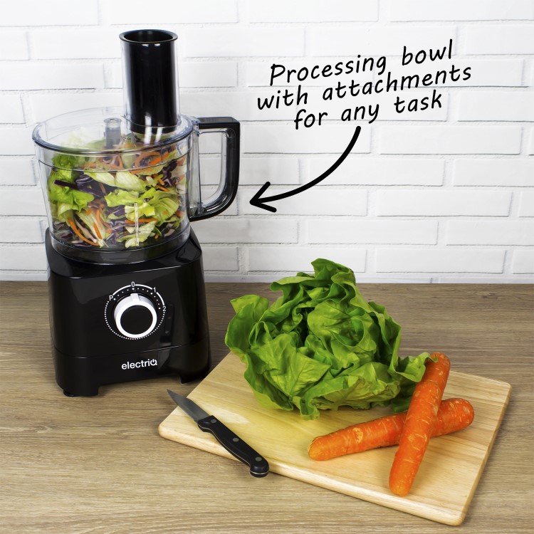 electriQ 6-in-1 700W Multifunctional Compact Food Processor - Stainless Steel & Black