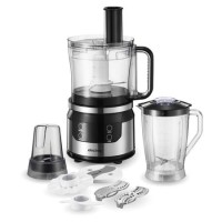 electriQ 7-in-1 800W Multifunctional Touch Control Food Processor - Stainless Steel & Black - EIQFPPREM