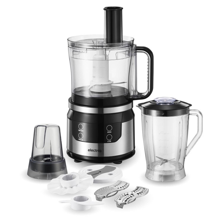 electriQ 7-in-1 800W Multifunctional Touch Control Food Processor - Stainless Steel & Black - EIQFPPREM
