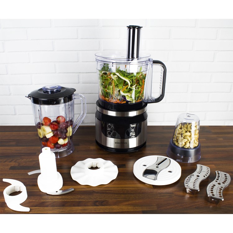 electriQ 7-in-1 800W Multifunctional Touch Control Food Processor - Stainless Steel & Black - EIQFPPREM