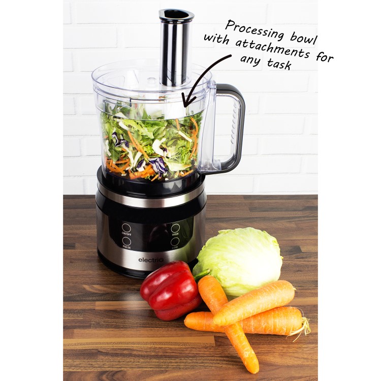 electriQ 7-in-1 800W Multifunctional Touch Control Food Processor - Stainless Steel & Black - EIQFPPREM
