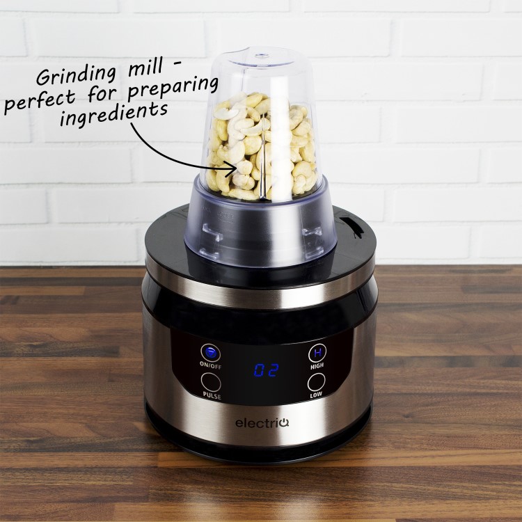 electriQ 7-in-1 800W Multifunctional Touch Control Food Processor - Stainless Steel & Black - EIQFPPREM