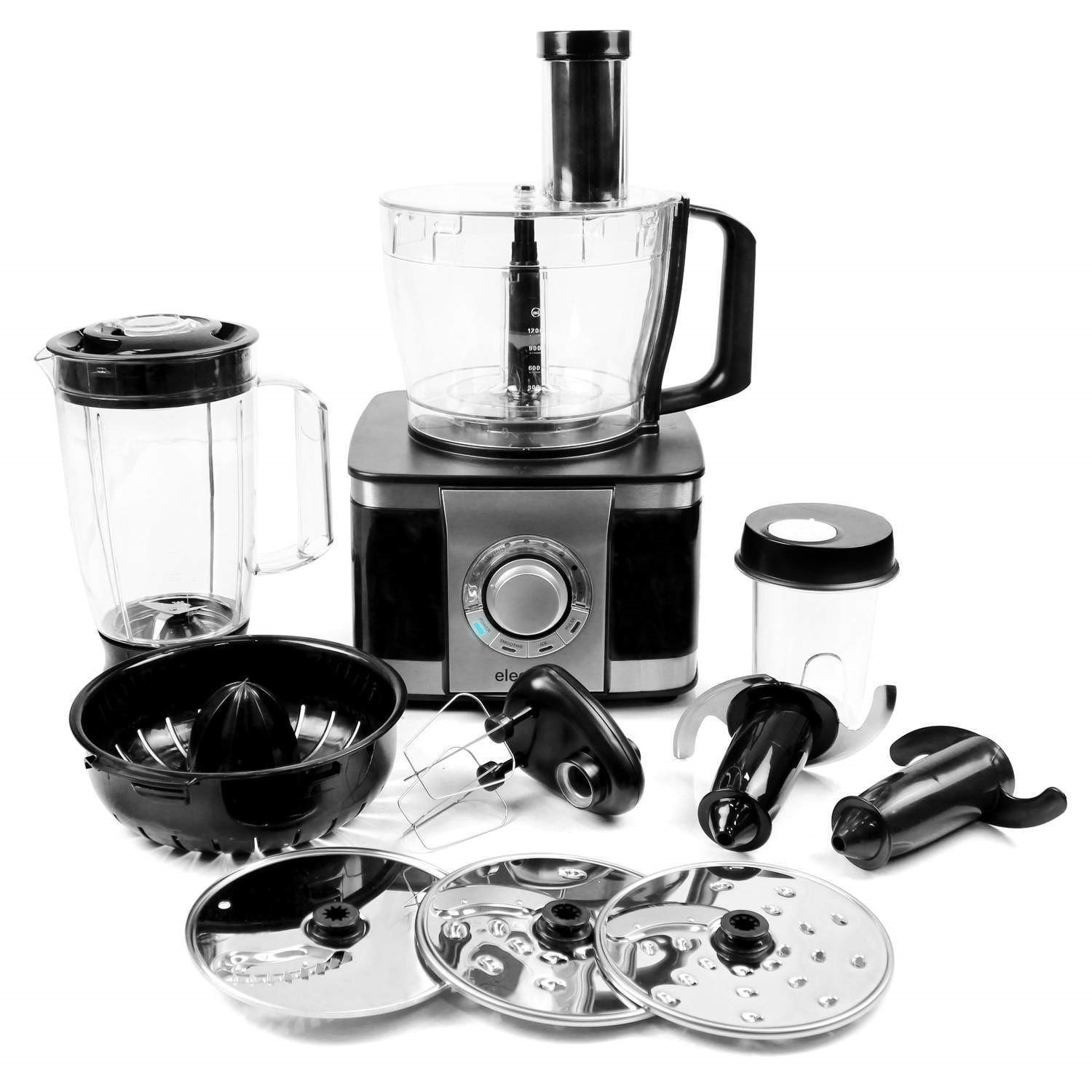 electriQ 10-in-1 1100W Multifunctional Food Processor with Blender in  Stainless Steel and Black