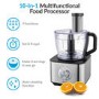 Refurbished electriQ 10-in-1 1100W Multifunctional Food Processor with Blender in Stainless Steel and Black