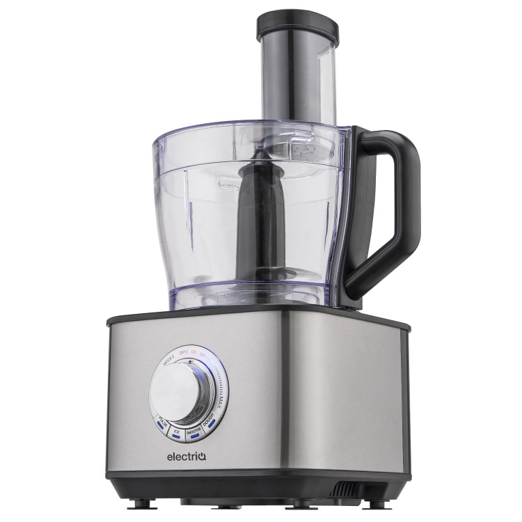 Refurbished electriQ 10-in-1 1100W Multifunctional Food Processor with Blender in Stainless Steel and Black