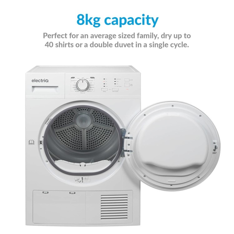 Refurbished electriQ EIQFSTDC8 Freestanding Condenser 8KG Tumble Dryer
