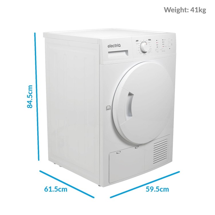 Refurbished electriQ EIQFSTDC8 Freestanding Condenser 8KG Tumble Dryer
