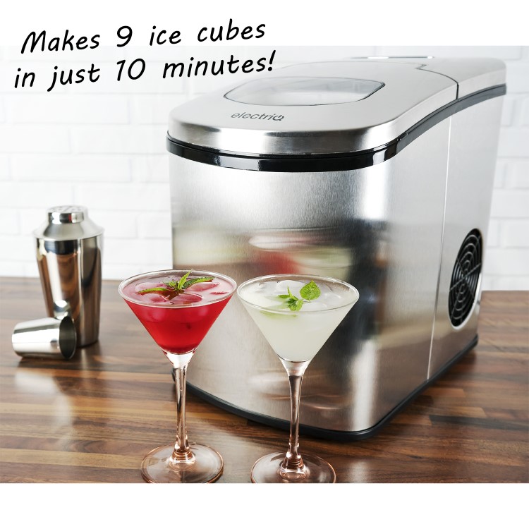 Refurbished electriQ EIQICEMSS Counter Top Ice Maker Stainless Steel