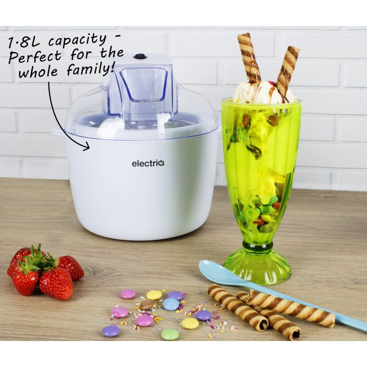 GRADE A1 - electriQ Ice Cream Maker Sorbet and Frozen Yoghurt Machine 1.8 Litre