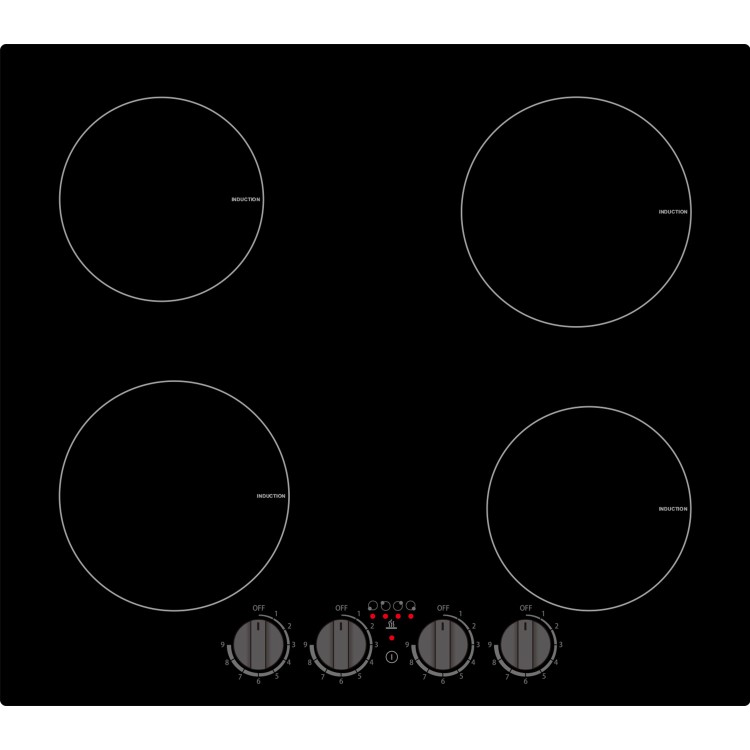 Refurbished electriQ EIQIND60K 60cm 4 Zone Induction Hob with Knob Controls
