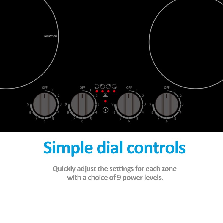 Refurbished electriQ EIQIND60K 60cm 4 Zone Induction Hob with Knob Controls