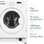GRADE A2 - electriQ 7kg 1400rpm Integrated Washing Machine - White