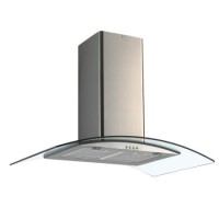 Refurbished electriQ EIQISLANDCURVEDSS90 90cm Curved Glass Island Cooker Hood Stainless Steel