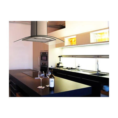 Refurbished electriQ EIQISLANDCURVEDSS90 90cm Curved Glass Island Cooker Hood Stainless Steel