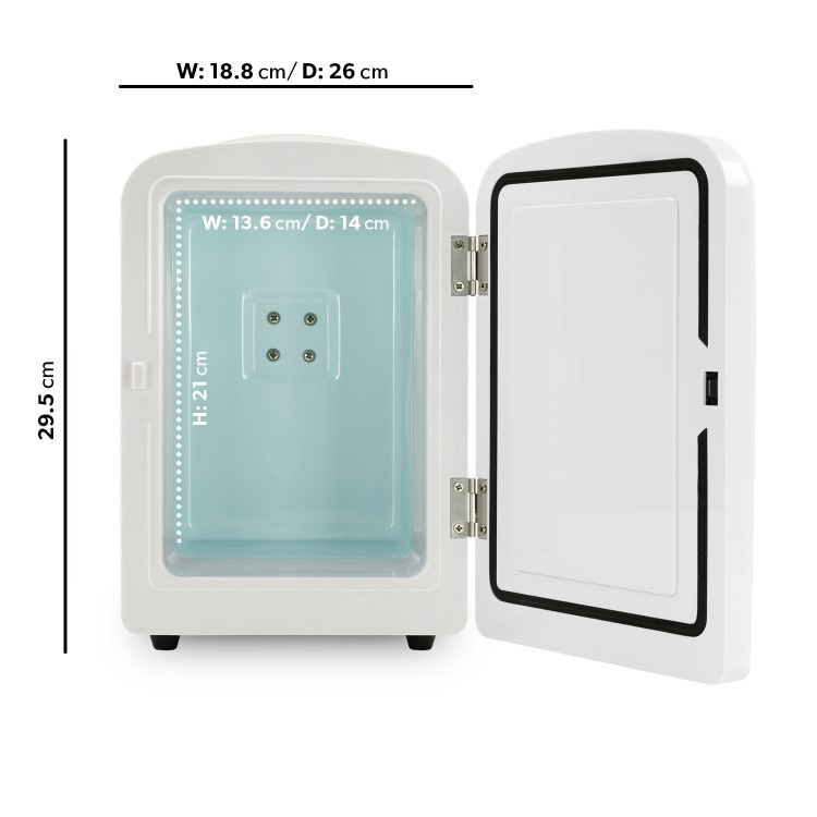 electriQ 4L Hot and Cold Portable Mini Fridge with 12V Car Adapter - White 