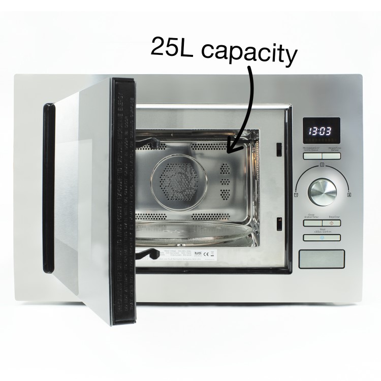 GRADE A3 - electriQ 25L Frameless Built-in digital Combination Microwave in Stainless Steel