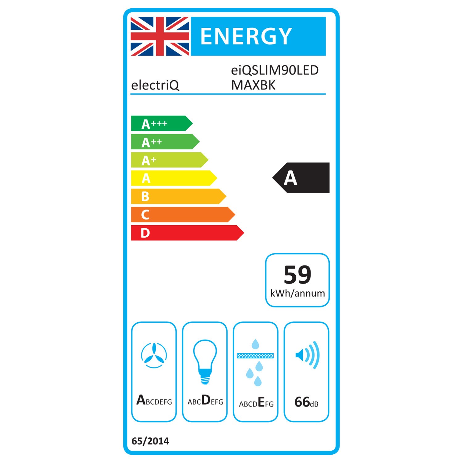 Refurbished ElectriQ EIQSLIM90LEDMAXBK 90cm Slimline Touch Cooker Hood refurbished-electriq-eiqslim90ledmaxbk-90cm-slimline-touch-cooker-hood