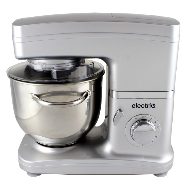 electriQ 5.2L 1500W Stand Mixer with 3 Mixing Attachments - Silver