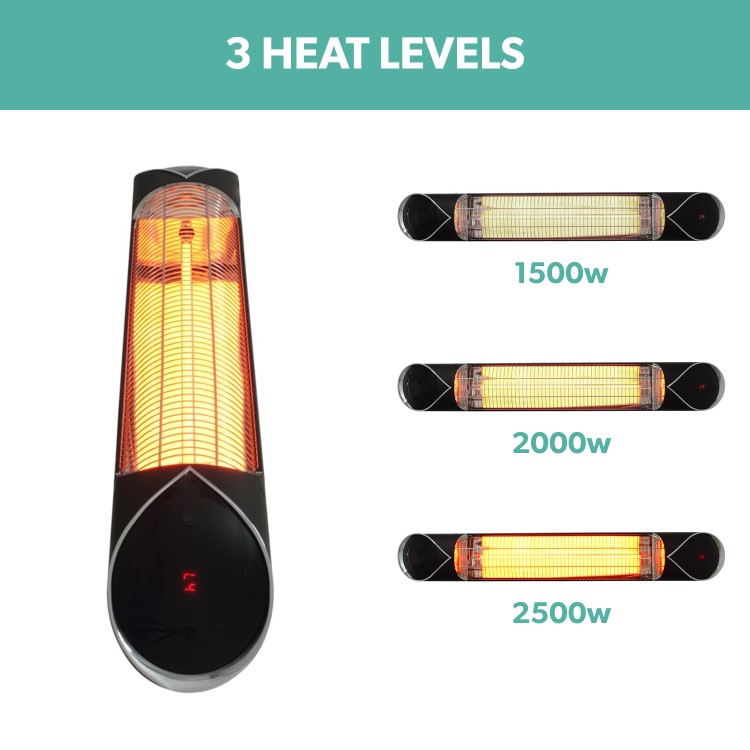 Refurbished electriQ Wall Mounted Electric Patio Heater 2.5kW with Remote Control