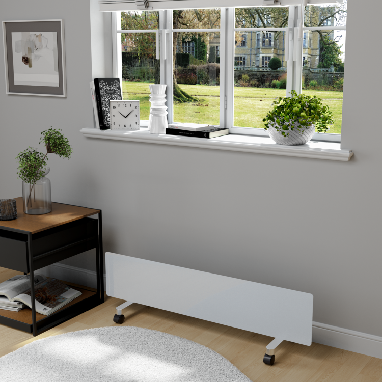 electriQ 750W Smart Designer Slim Glass Panel Heater - Wall Mountable & Bathroom Safe - White