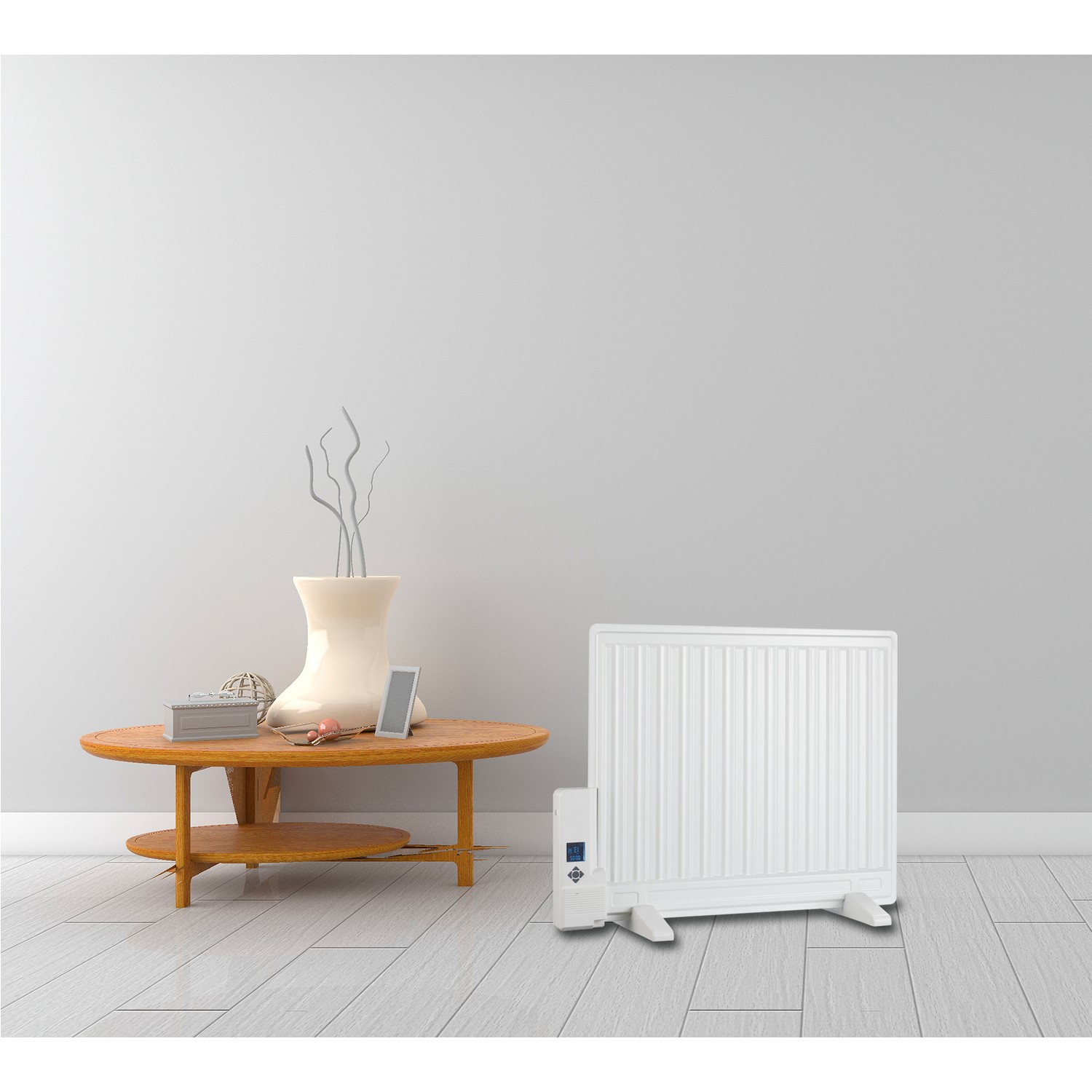 electriQ 800W Slim Wall Mounted Oil Filled Radiator - White | electriQ