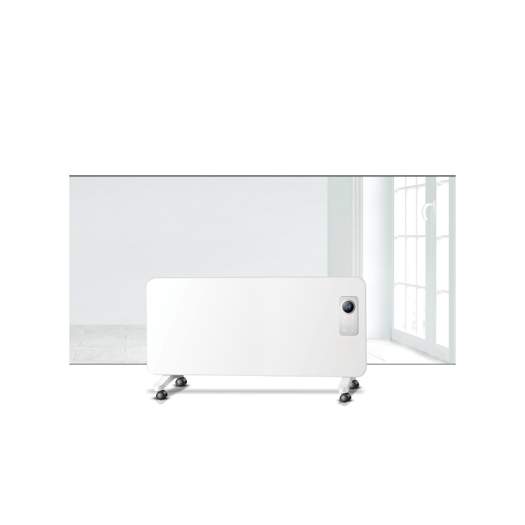 Refurbished electriQ 1000W Slim Wall Mountable Panel Heater with Digital Thermostat and Weekly Time IP24 Bathroom Safe