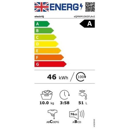 electriQ 10kg 1400rpm Washing Machine - Quiet A-Rated - White