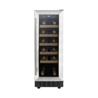 GRADE A3 - electriQ 30cm 19 Bottles Single Zone Wine Cooler - Stainless Steel