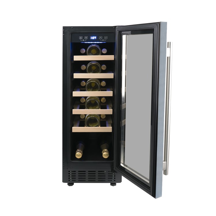 GRADE A3 - electriQ 30cm 19 Bottles Single Zone Wine Cooler - Stainless Steel