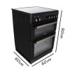 GRADE A3 - electriQ 60cm Electric Cooker with Double Oven and Ceramic Hob in Black
