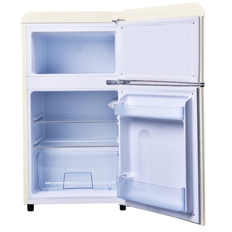 electriQ 80 Litre 70/30 Retro Freestanding Fridge Freezer – Cream