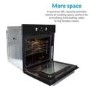 GRADE A3 - electriQ 68L Pyrolytic Self Cleaning Electric Single Oven in Black - Supplied with a plug 