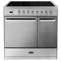 Refurbished electriQ EQ90RANGEMDCER 90cm Electric Range Cooker Mirror Finish Stainless Steel