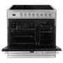 Refurbished electriQ EQ90RANGEMDCER 90cm Electric Range Cooker Mirror Finish Stainless Steel