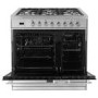 Refurbished electriQ EQ90RANGEMDDF 90cm Dual Fuel Range Cooker Mirror Finish Stainless Steel