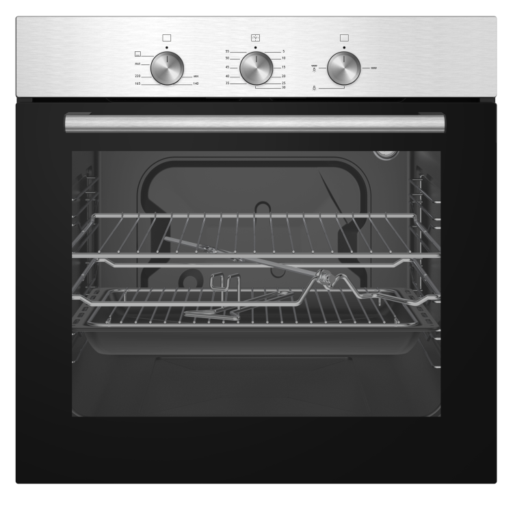 Refurbished electriQ EQBIOGASSTEEL 60cm Single Built In Gas Oven with Electric Grill Stainless Steel