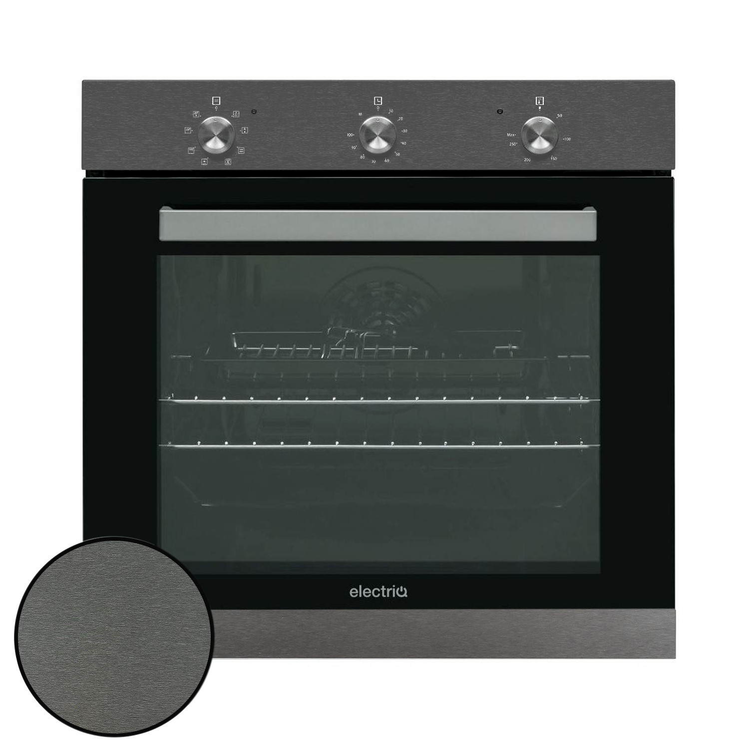electriQ Plug In Fan Assisted Electric Single Oven Dark Grey Steel