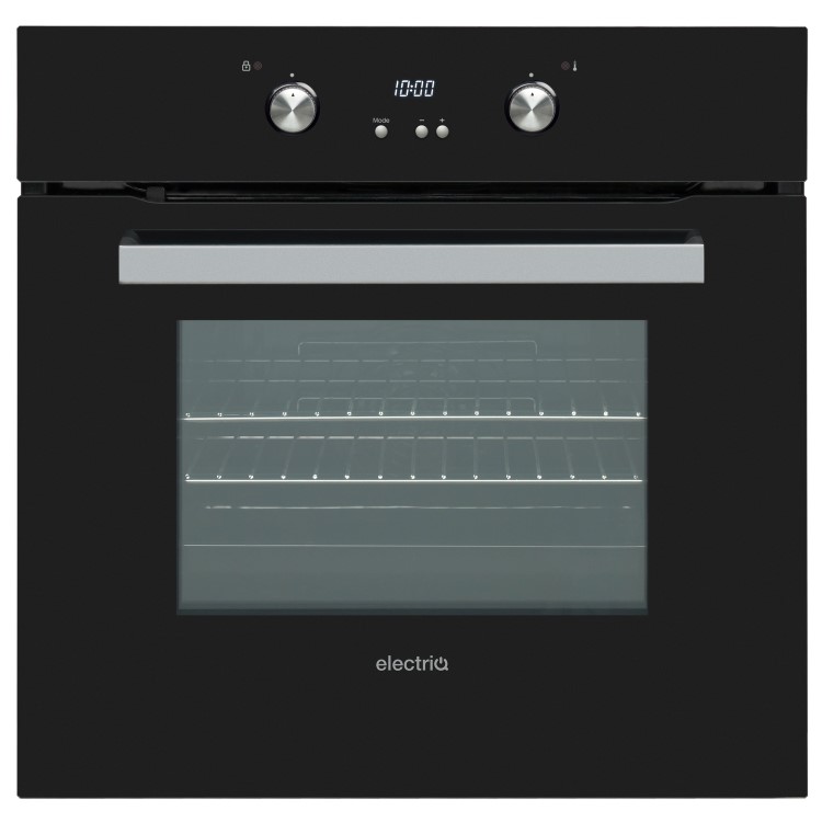 GRADE A3 - electriQ 68L Pyrolytic Self Cleaning Electric Single Oven in Black - Supplied with a plug 