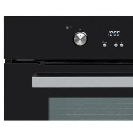 GRADE A3 - electriQ 68L Pyrolytic Self Cleaning Electric Single Oven in Black - Supplied with a plug 
