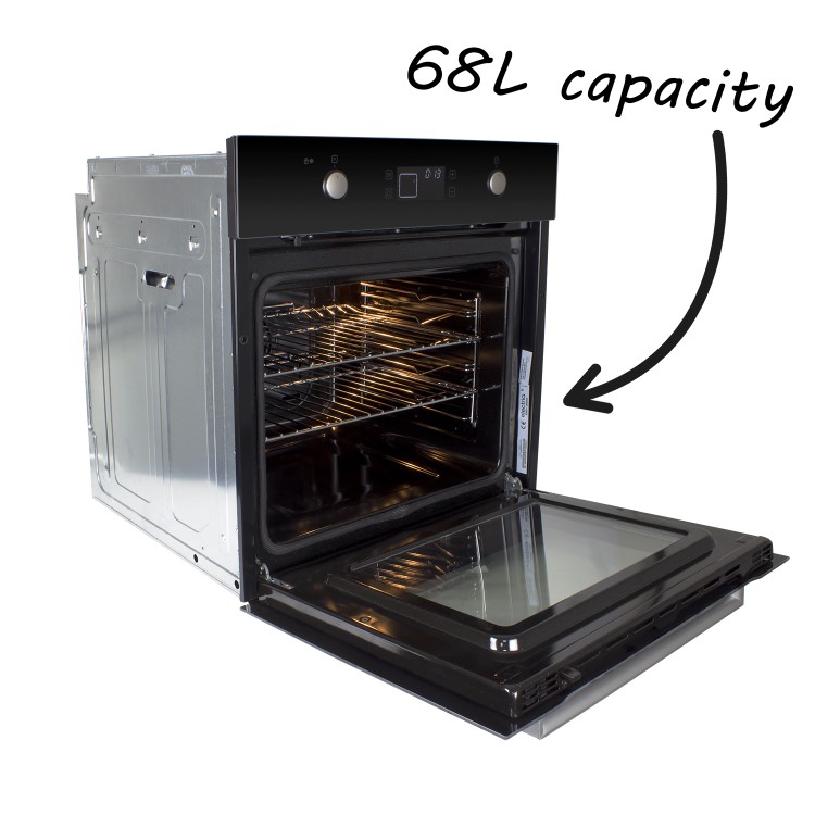 Refurbished electriQ EQBIOPYROV 60cm Single Built In Electric Oven Black