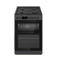 Refurbished electriQ EQDFC360CG 60cm Dual Fuel Cooker with Double Oven Charcoal Grey